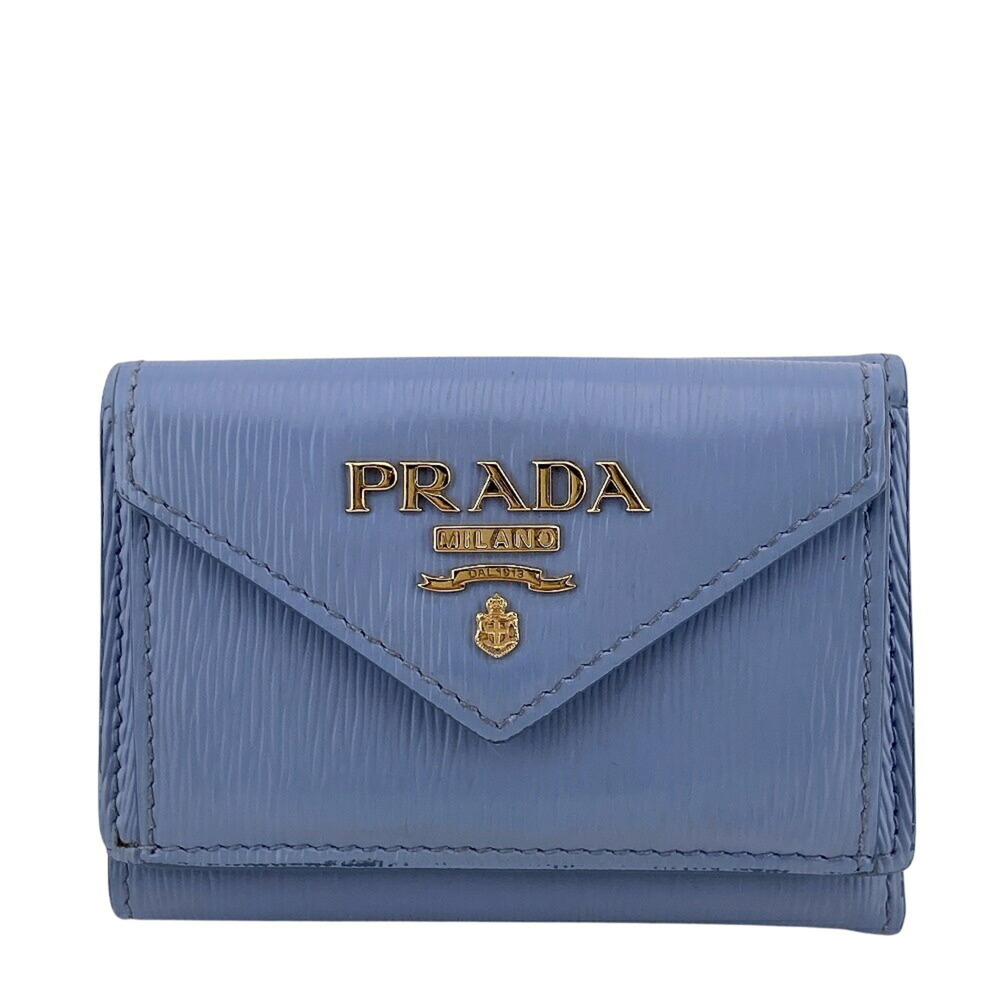PRADA Saffiano Tri-fold Wallet, Blue